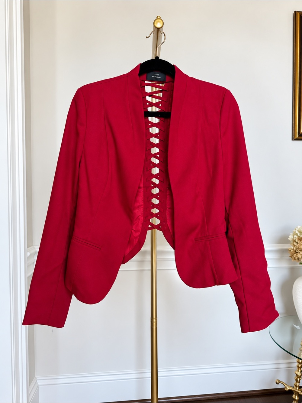 NWOT Love Tree Red Lace Up Back Blazer Jacket Large